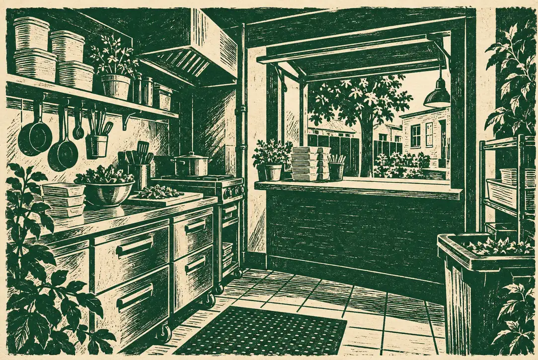 Illustration of mobile food businesses and their working space